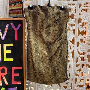 Stunning ultra-sexy gold strapless animal print cocktail dress-Size 8 Medium